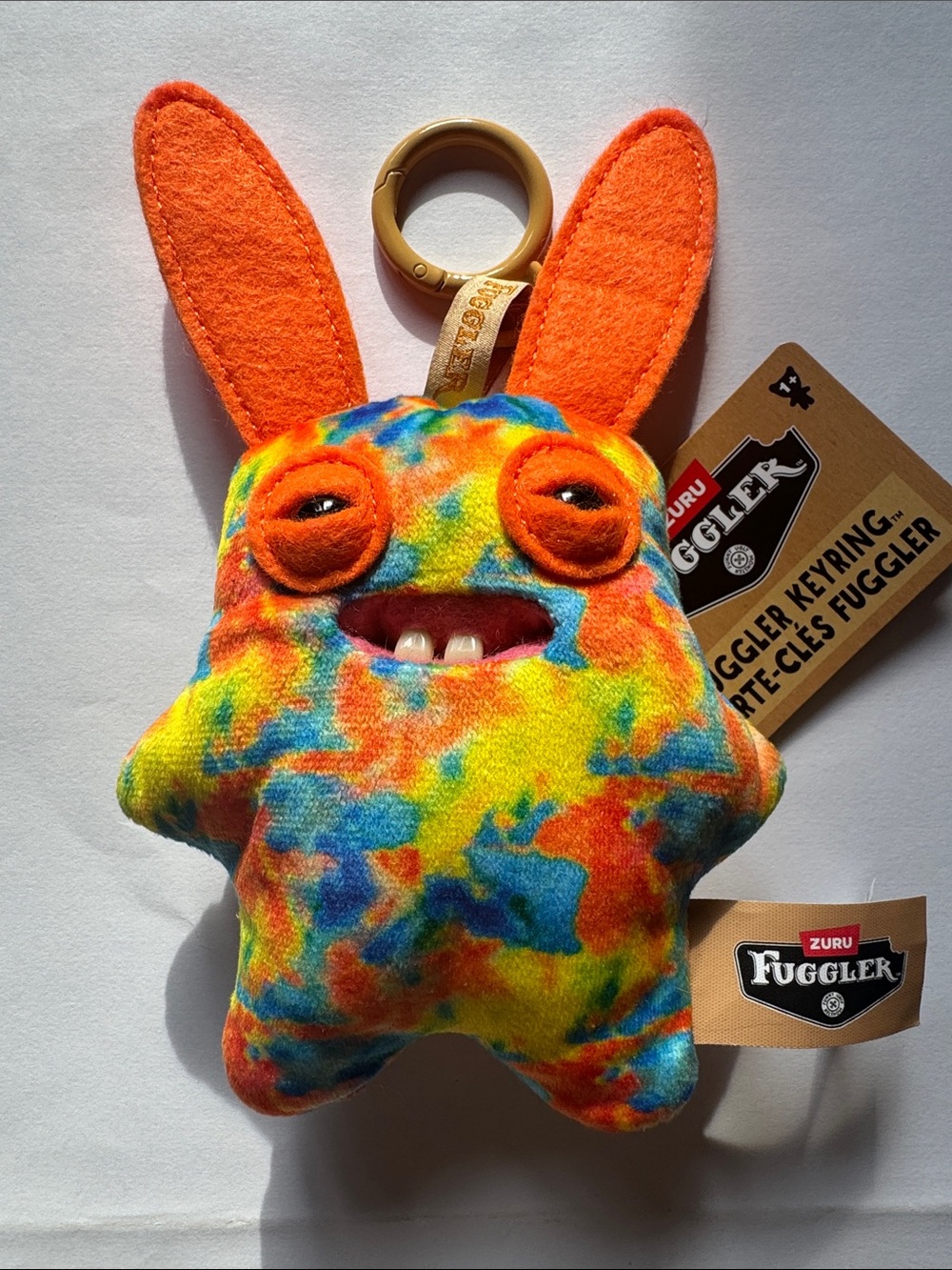 ZURU Fuggler Tie-Dye Plush Keyring with Bright Orange Ears